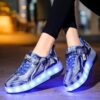 Μπλε Sneakers Με Σχέδιο Με Αποσπώμενα Ροδάκια Και Φώτα – 440682